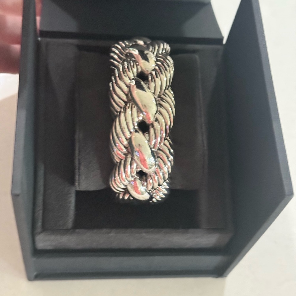 Mint Condition!! David Yurman 925 Silver 25mm Wide Cable Braided Cuff Bracelet